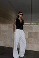Compleu de Dama, din Doua Piese, Pantalon cu Betelie Dubla si Vesta, Hellyore, Alb-Negru