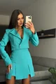 Compleu de Dama, din Doua Piese, Sacou Scurt si Fusta-Pantalon, Layla, Turqoise
