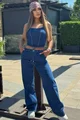 Compleu de Dama, din Doua Piese, Top cu Siret Reglabil si Pantalon Lejer cu Buzare,   Heidy , Albastru