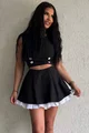 Compleu de Dama, din Doua Piese, Top fara Maneci la Baza Gatului si Fusta Pantalon, Klein, Negru