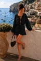 Compleu de Dama, din Doua piese, Top si Fusta din Tesatura Tip In, Maldivve, Negru