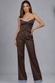 Compleu de Dama, din Doua Piese, Top si Pantalon din Bistrech, Chokotoffe, Maro