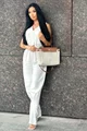 Compleu de Dama, din Tesatura Tip In, Pantalon cu Snur si Buzunare Laterale, Kalyacra, Alb