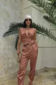 Compleu de Dama, din Tesatura Tip In, Vesta si Pantalon Lejer cu Buzunare, Capry, Maro