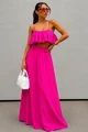 Compleu De Dama, Doua Piese,Fusta Lunga si Top din Tesatura Tip In,Novar, Fuchsia 
