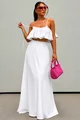 Compleu de Dama ,Tesatura tip In ,cu Top si Fusta , Vary, Alb