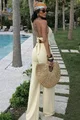 Compleu de Dama, Top cu Inchidere Cordon si Pantalon Lejer cu Buzunare, Doua Piese,  din Bistrech, Delora, Ivoire