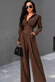 Compleu din Bistrech, Bluza cu Brau Tip Corset si Pantalon Lejer, Erin, Maro