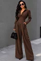 Compleu din Bistrech, Bluza cu Brau Tip Corset si Pantalon Lejer, Erin, Maro