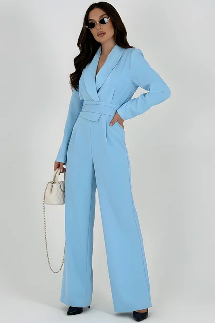 Compleu din Bistrech, cu Sacou si Pantalon Lejer, Kaily, Bleu