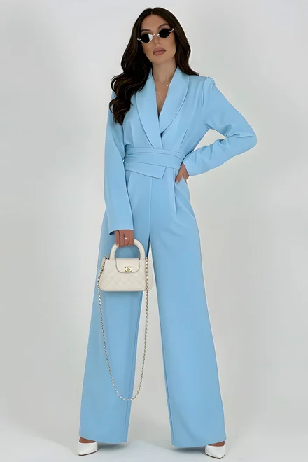 Compleu din Bistrech, cu Sacou si Pantalon Lejer, Kaily, Bleu