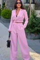 Compleu din Bistrech, Doua Piese, Sacou si Pantalon Lung, Lejer, Seraphine, Roz
