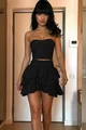 Compleu din Doua Piese, Corset pe Sani si Fusta cu Volane, Darky, Negru