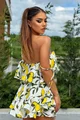 Compleu din Doua Piese , cu Top si Fusta Pantalon , Lemon, Alb 