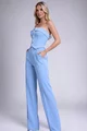 Compleu din Doua Piese, Top si Pantalon Lejer, din Bistrech, Zafire, Bleu