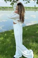 Compleu Lejer de Dama, din Doua Piese, Pantalon Lung Oversize si Top cu Maneci Lungi si Cordon, Arabica, Ivoire