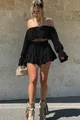 Compleu Lejer de Dama, din Tesatura Tip In, Top si Fusta Pantalon, Skiathos, Negru