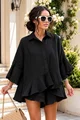 Compleu Tesatura Tip In, din Doua Piese, Lejer, Zellie, Negru