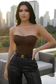 Corset de Dama, fara Maneci, din Lycra, Bonnitta, Maro Inchis
