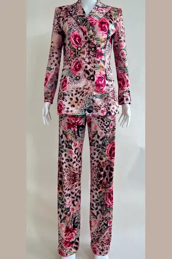 Black Friday - Reduceri Costum Dama, din Doua Piese, Sacou si Pantalon Evazat, Animal Print, Fatma, Multicolor Promotie