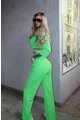 Costum de Dama cu Pantaloni Talie Inalta si Sacou Scurt, Verde