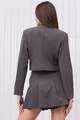 Costum de Dama, din Doua Piese, Sacou Scurt si Fusta Plisata, Chic, Gri Sobolan