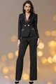 Costum Luxury de Dama, din Bistrech, Doua Piese, Sacou cu Franjuri Paiete si Pantaloni Lejeri, Jennifer, Negru