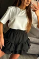 Fusta-Pantalon de Dama, din Jersey, cu Elastic in Talie si Volane, Kasy, Neagra