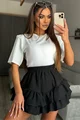 Fusta-Pantalon de Dama, din Jersey, cu Elastic in Talie si Volane, Kasy, Neagra