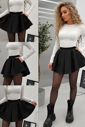 Fusta-Pantalon de Dama, Scurta, din Bistrech, Vaianna, Neagra