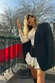 Fusta Scurta de Dama, cu Volane si Dublura Contrastanta in Talie, Women, Neagra