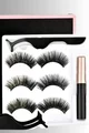 Gene Magnetice Extensii, Set de Trei Perechi, cu Lipici Eyeliner si Penseta pentru Fixare Incluse, Suit Black
