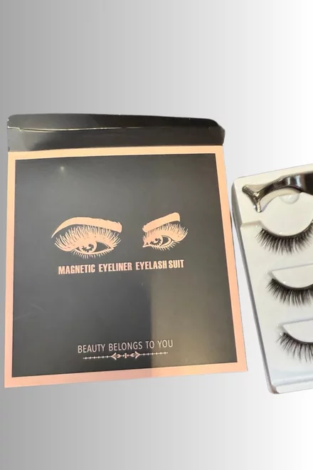 Gene Magnetice Extensii, Set de Trei Perechi, cu Lipici Eyeliner si Penseta pentru Fixare Incluse, Suit Black