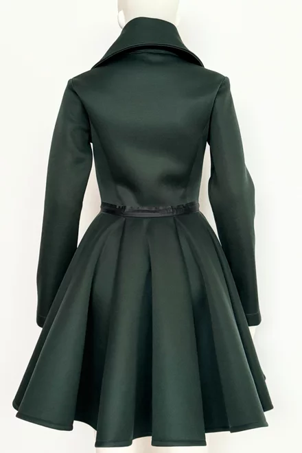 Jacheta dama Accesorizata cu Nasturi, cu Inchidere Fermoar si cu Buzunare, Carla, Verde Inchis