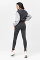 Jacheta Dama din Denim Negru , Tip College, cu Emblema Trifoi in Contrast, Negru