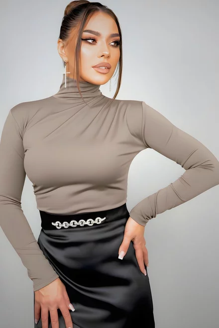 Maleta de Dama, cu Maneca Lunga, din Lycra, Baby, Cappucino