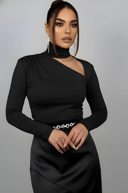 Maleta de Dama, cu Maneci Lungi si Decupaj, Dallya, Neagra