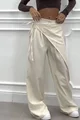 Pantalon Lejer de Dama, Evazat, cu Fusta Atasata, Comfy, Ivoire
