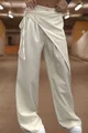 Pantalon Lejer de Dama, Evazat, cu Fusta Atasata, Comfy, Ivoire