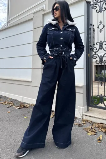 Blugi Lejeri de Dama, cu Buzunare Laterale si Snur Reglabil, Maestro, Bleu