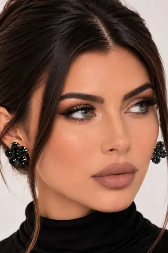 Cercei de Dama, Tip Floare, cu Cristale, Eclat, Negru