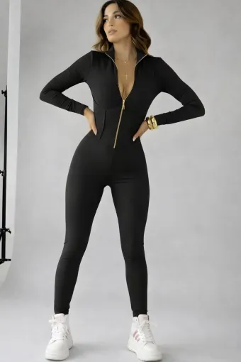 Salopeta Mulata de Dama, din Lycra si Cusaturi Brau Tip Corset, Virelle, Neagra
