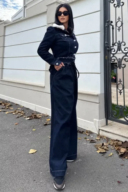 Blugi Lejeri de Dama, cu Buzunare Laterale si Snur Reglabil, Maestro, Bleu
