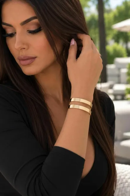 Bratara Minimalistă cu Design Dublu, Estelle, Auriu