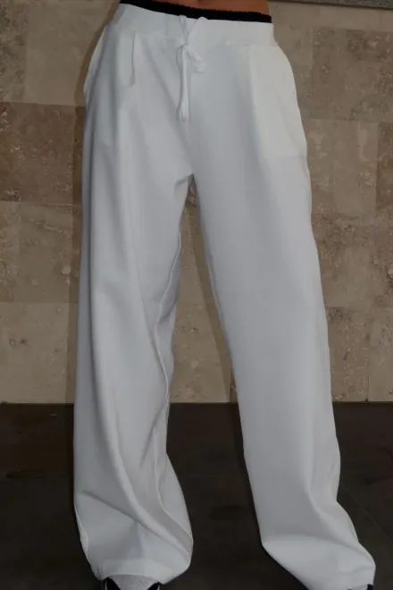 Compleu de Dama, din Doua Piese, Pantalon cu Betelie Dubla si Vesta, Hellyore, Alb-Negru picture - 9