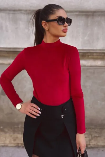 Maleta de Dama Cu Maneca Lunga, din Catifea , Realistic, Rosie