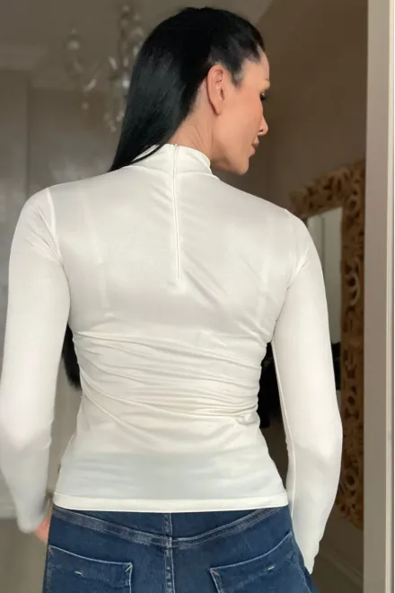 Maleta de Dama, din Lycra, cu Maneca Lunga si Inchidere Fermoar  , Denniz, Ivoire