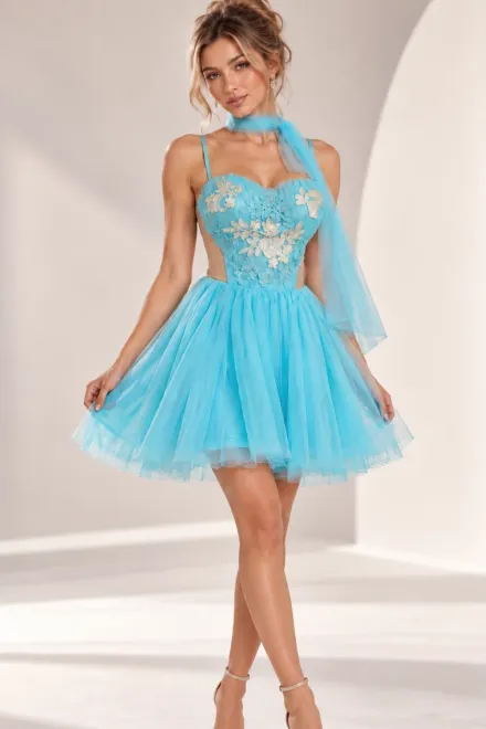 Rochie Eleganta de Dama, din Voal, Accesorizata cu Esarfa din Voal, Magente, Aqua
