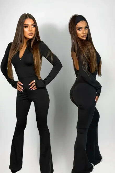 Salopeta de Dama, din Lycra, Evazata cu Spate Gol, Seduce, Neagra