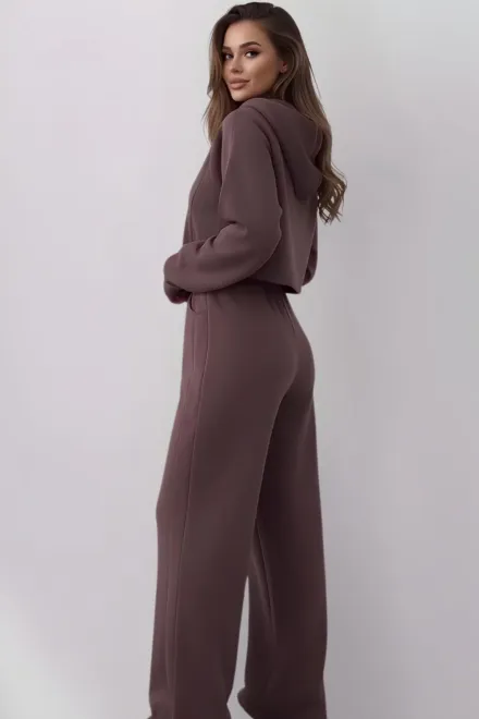 Trening de Dama, Doua Piese, Hanorac cu Gluga si Pantalon Lejer, Truffle, Maro